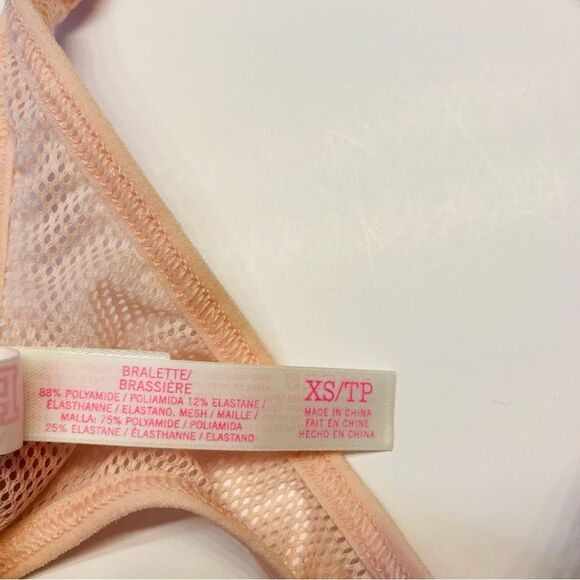 Victoria's Secret Pink Lace Bralette Bra Racerback Unlined Sz XS Tropical Floral - Picture 7 of 11